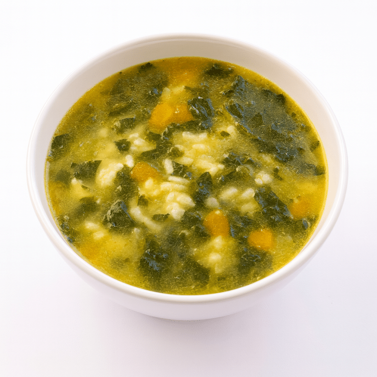 Спаначена супа със застройка и ориз